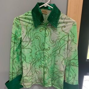 Green Western Show Shirt by The Performance Collection